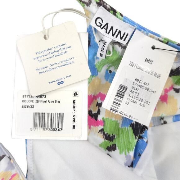 Ganni Floral One Piece Swimsuit Azure Blue Floral Bathingsuit - Picture 12 of 12